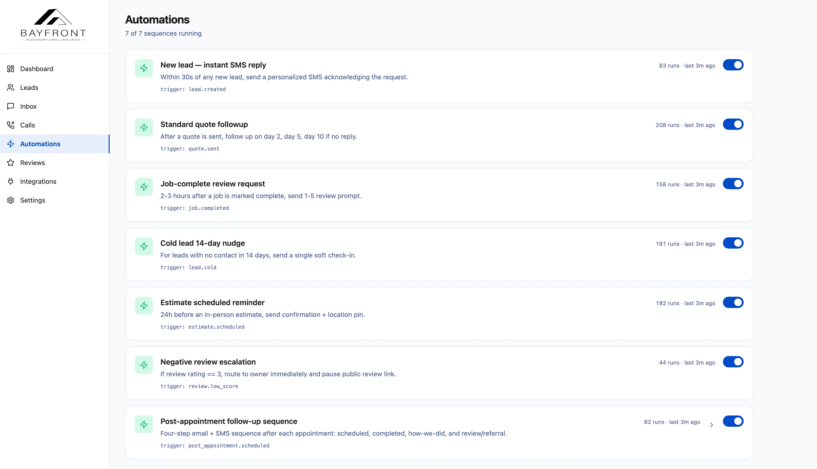 Instant replies, follow-ups, escalations automations.